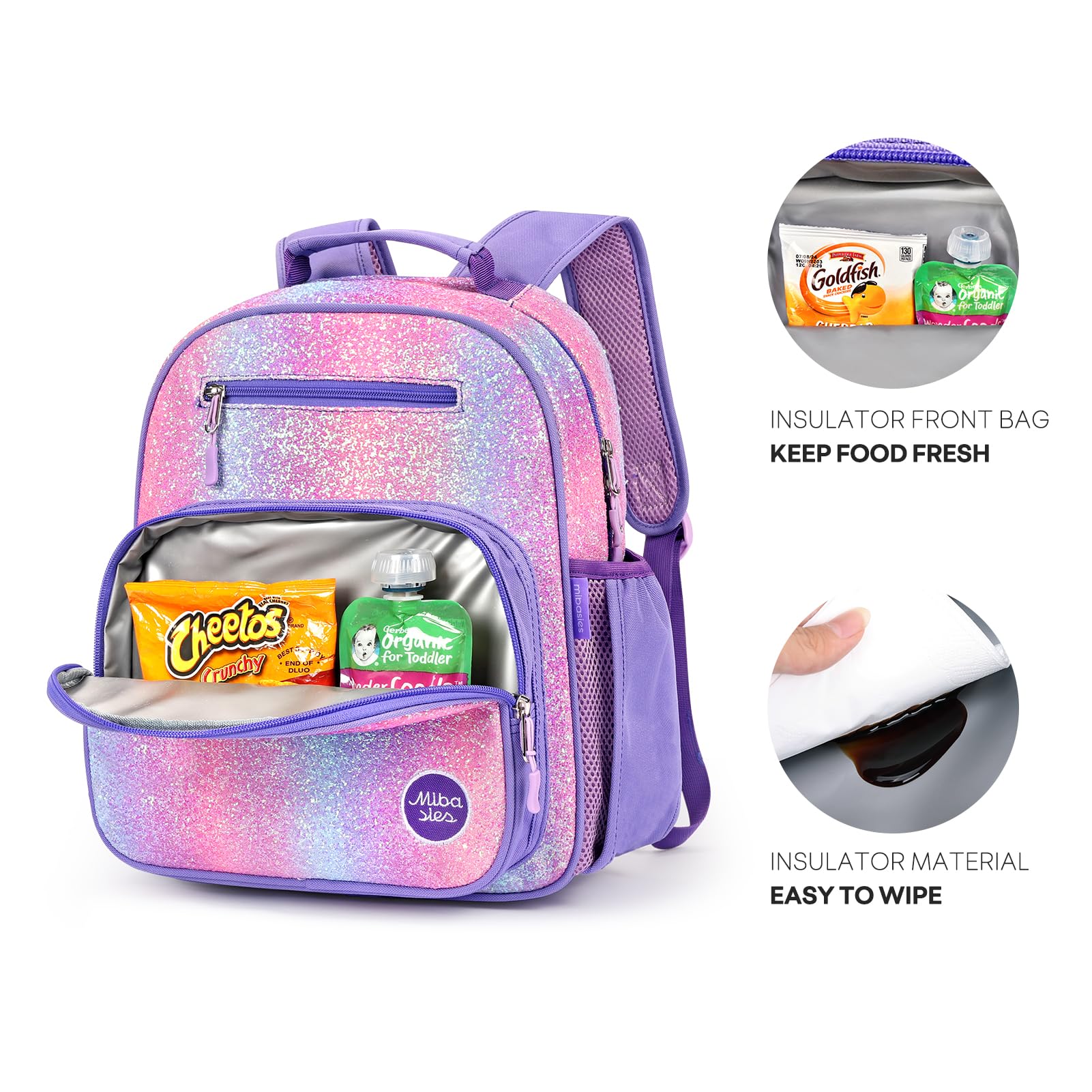 Foto 3 pulgar | Mochila Mibasies con Purpurina para Niñas de 5 a 8 Años Multicolor 12 L - Venta Internacional