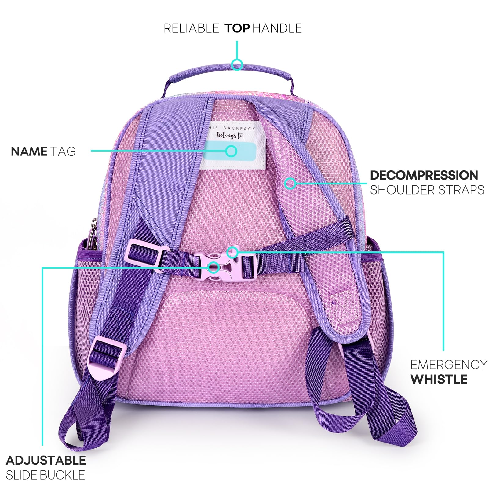Foto 4 pulgar | Mochila Mibasies con Purpurina para Niñas de 5 a 8 Años Multicolor 12 L - Venta Internacional