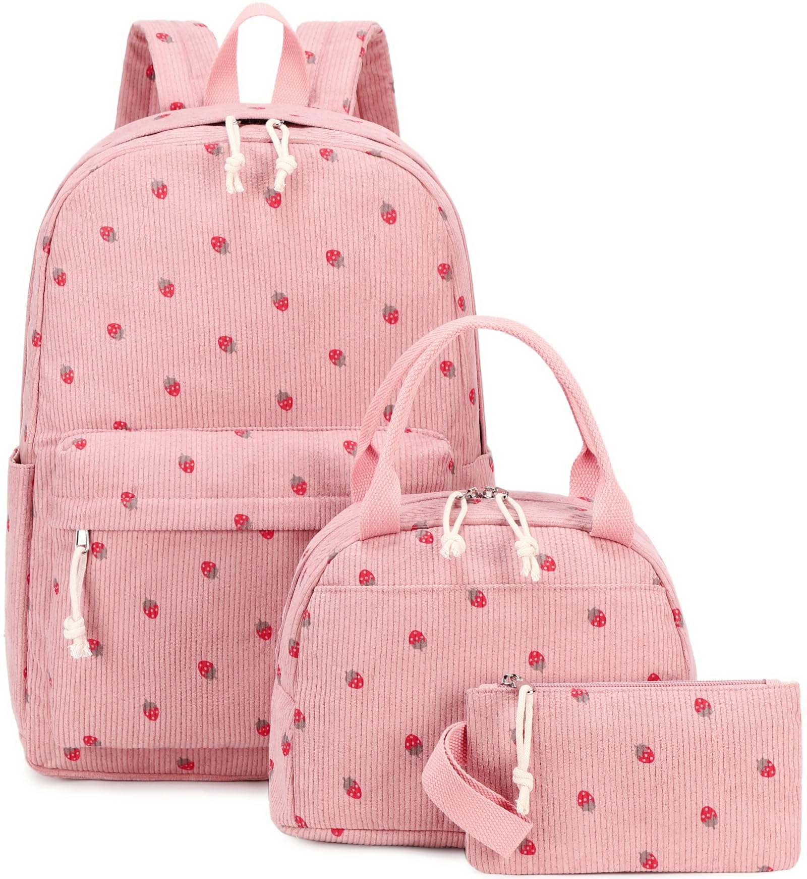 Mochila Escolar Bluboon Rosa para Adolescentes o Niñas + Lonchera + Lapicera - Venta Internacional