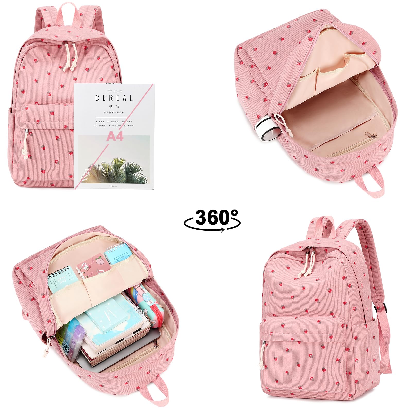 Foto 7 pulgar | Mochila Escolar Bluboon Rosa para Adolescentes o Niñas + Lonchera + Lapicera - Venta Internacional