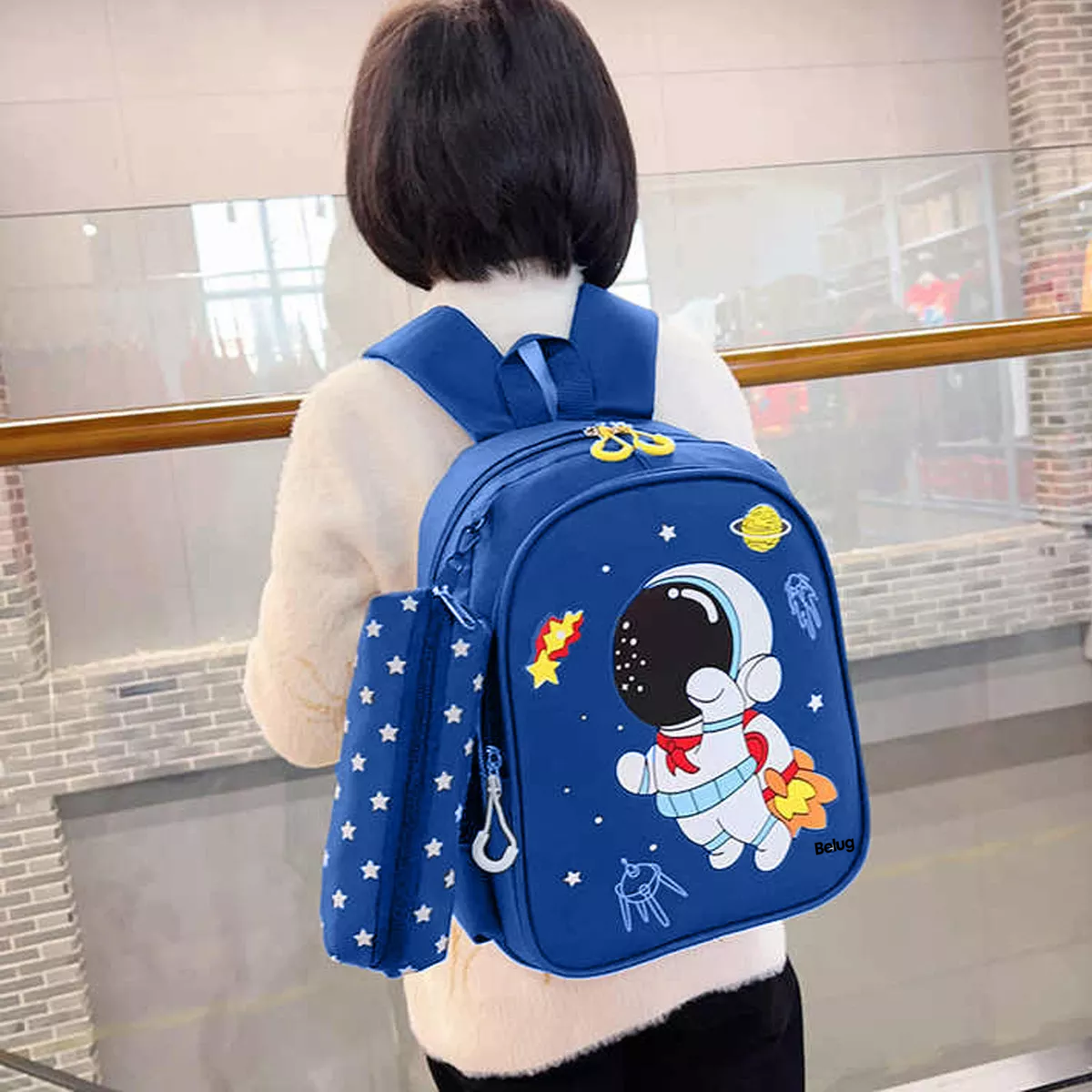 Foto 4 pulgar | Mochila Impermeable Belug Diseño Astronauta En Tela De Nailon, Azul