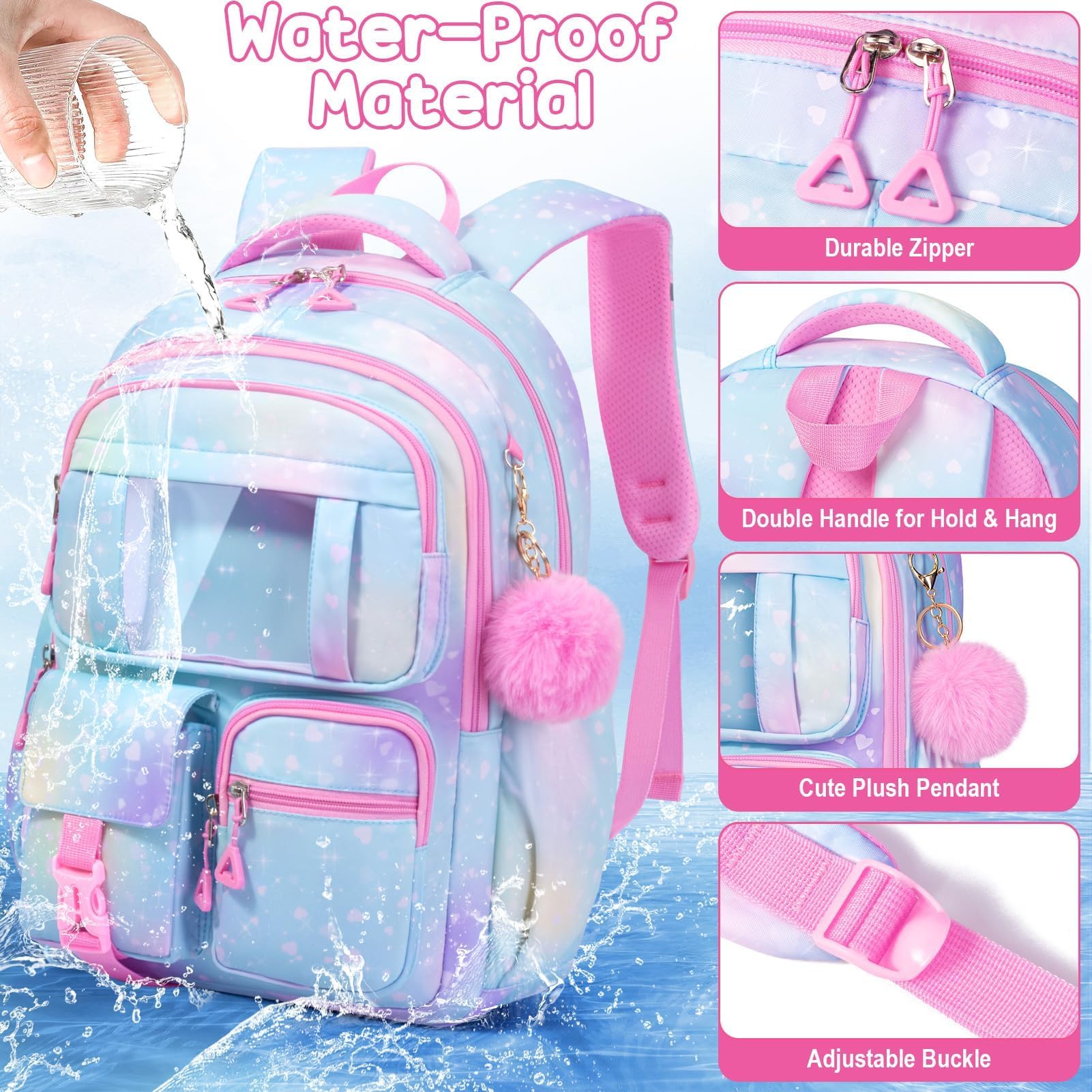 Foto 4 pulgar | Mochila Fimibuke Kids Para Niñas En Edad Escolar Con Fiambrera Y Lápiz - Venta Internacional.