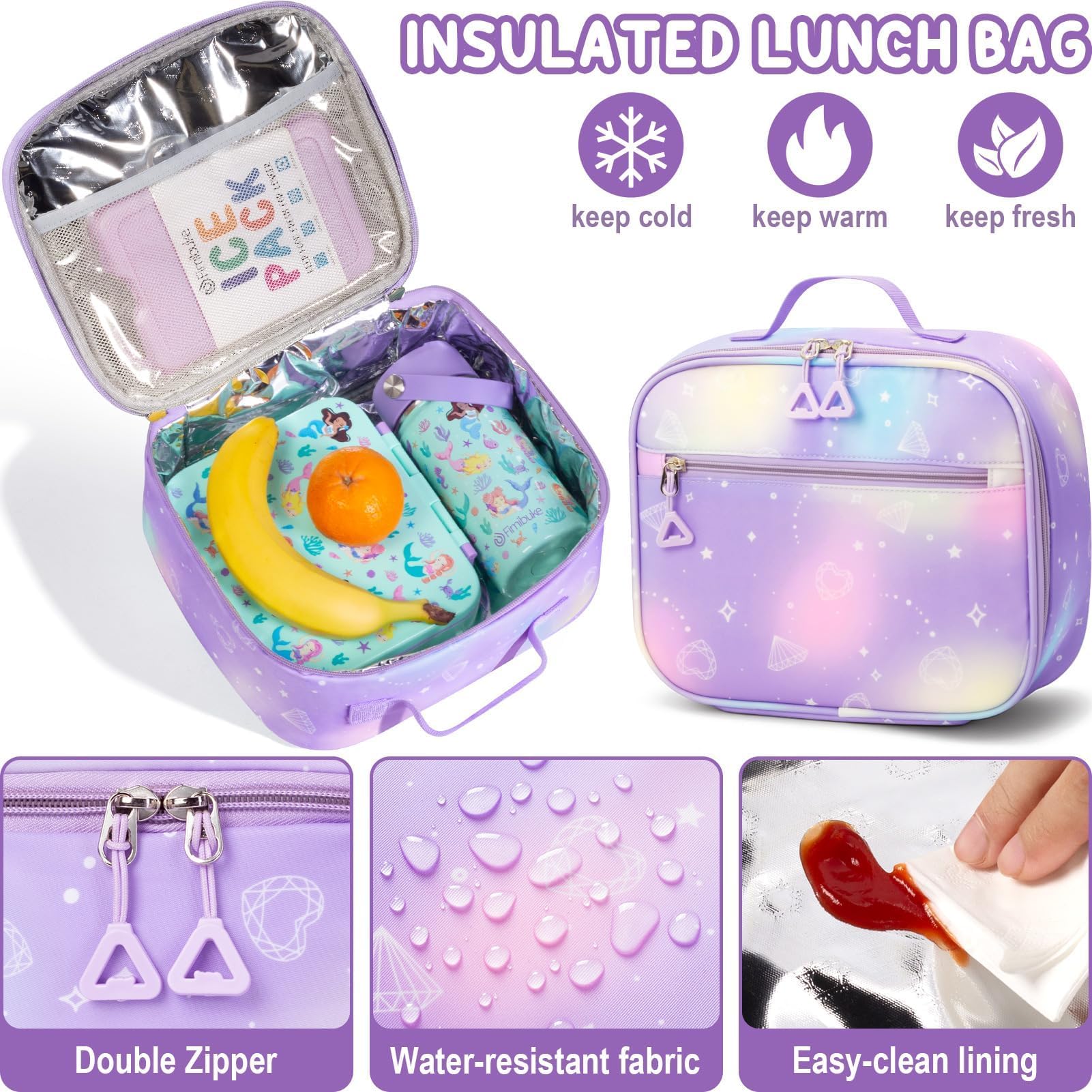 Foto 6 pulgar | Mochila Fimibuke Kids Para Niñas En Edad Escolar Con Fiambrera Y Lápiz - Venta Internacional.