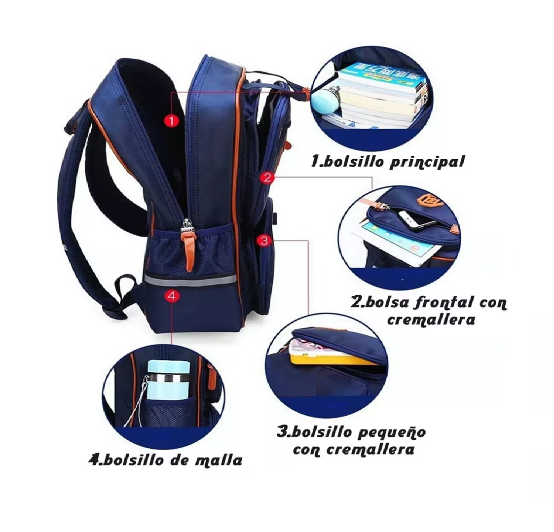Foto 3 pulgar | Mochila De Escuela Primaria Impermeable Belug Royal Blue