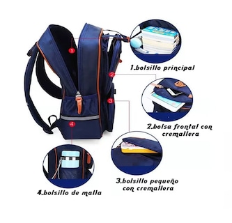 Foto 2 | Mochila De Escuela Primaria Impermeable Belug Royal Blue