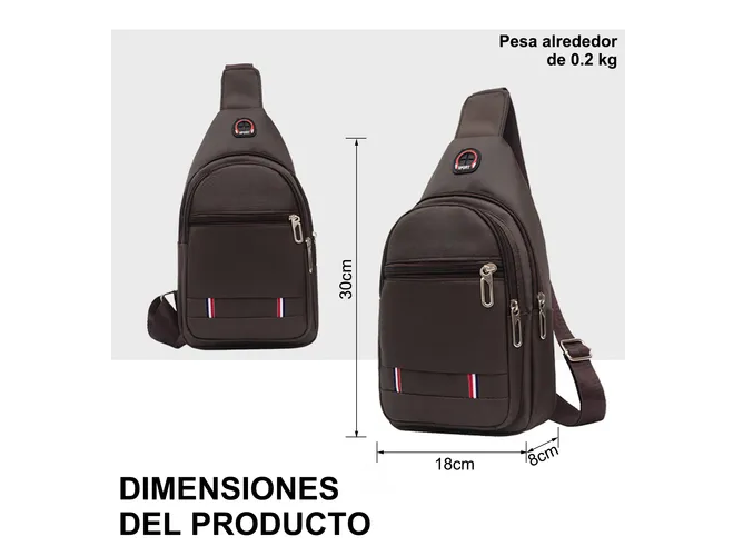 Foto 4 pulgar | Bolso Bandolera Unisex Moderno Con Orificio Para Cable.