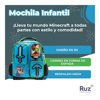Foto 3 | Mochila Infantil Microsoft Minecraft 20l
