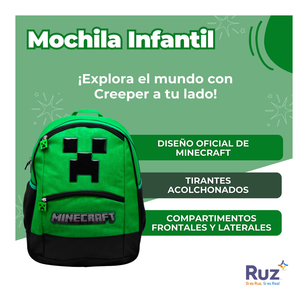 Foto 3 | Mochila Infantil Microsoft Minecraft 20 L