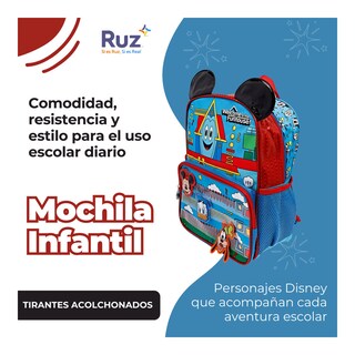 Foto 4 | Mochila Kinder Infantil Disney Mickey Mouse 11 L