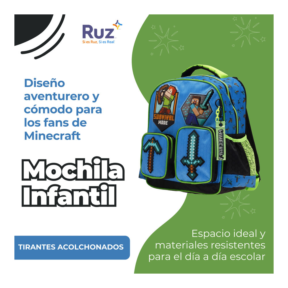 Foto 5 pulgar | Mochila Kinder Infantil Microsoft Minecraft 11 L