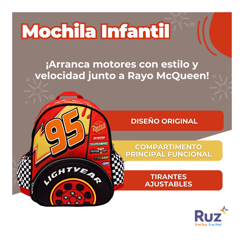 Foto 4 pulgar | Mochila Kinder Infantil Disney Cars 11 L