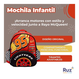 Foto 3 | Mochila Kinder Infantil Disney Cars 11 L