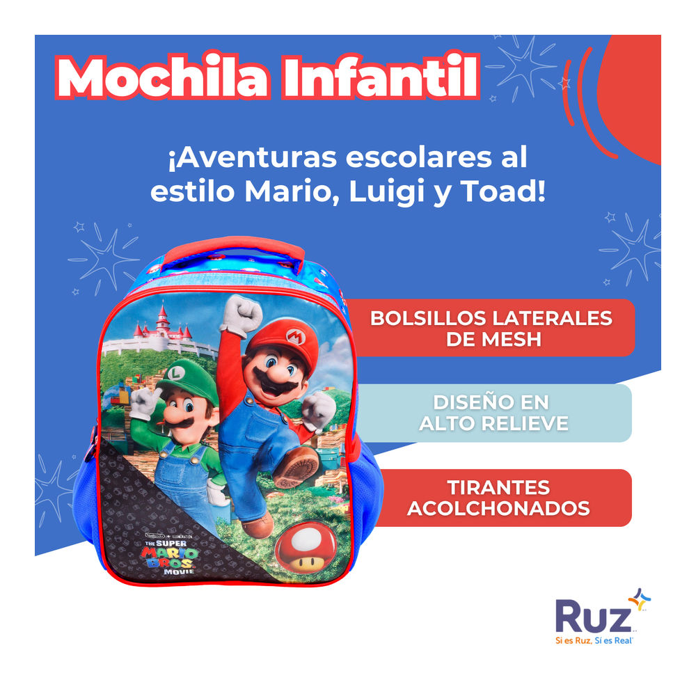 Foto 4 pulgar | Mochila Primaria Infantil Universal The Super Mario Bros Pelicula 20l