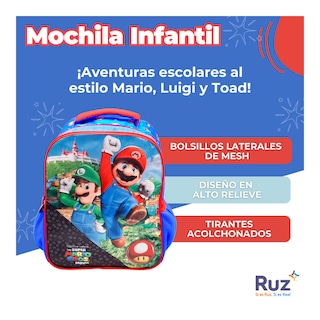 Foto 3 | Mochila Primaria Infantil Universal The Super Mario Bros Pelicula 20l