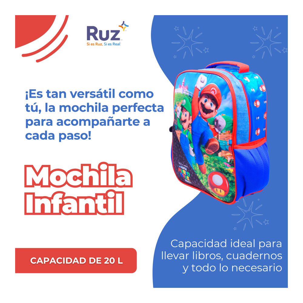 Foto 5 pulgar | Mochila Primaria Infantil Universal The Super Mario Bros Pelicula 20l