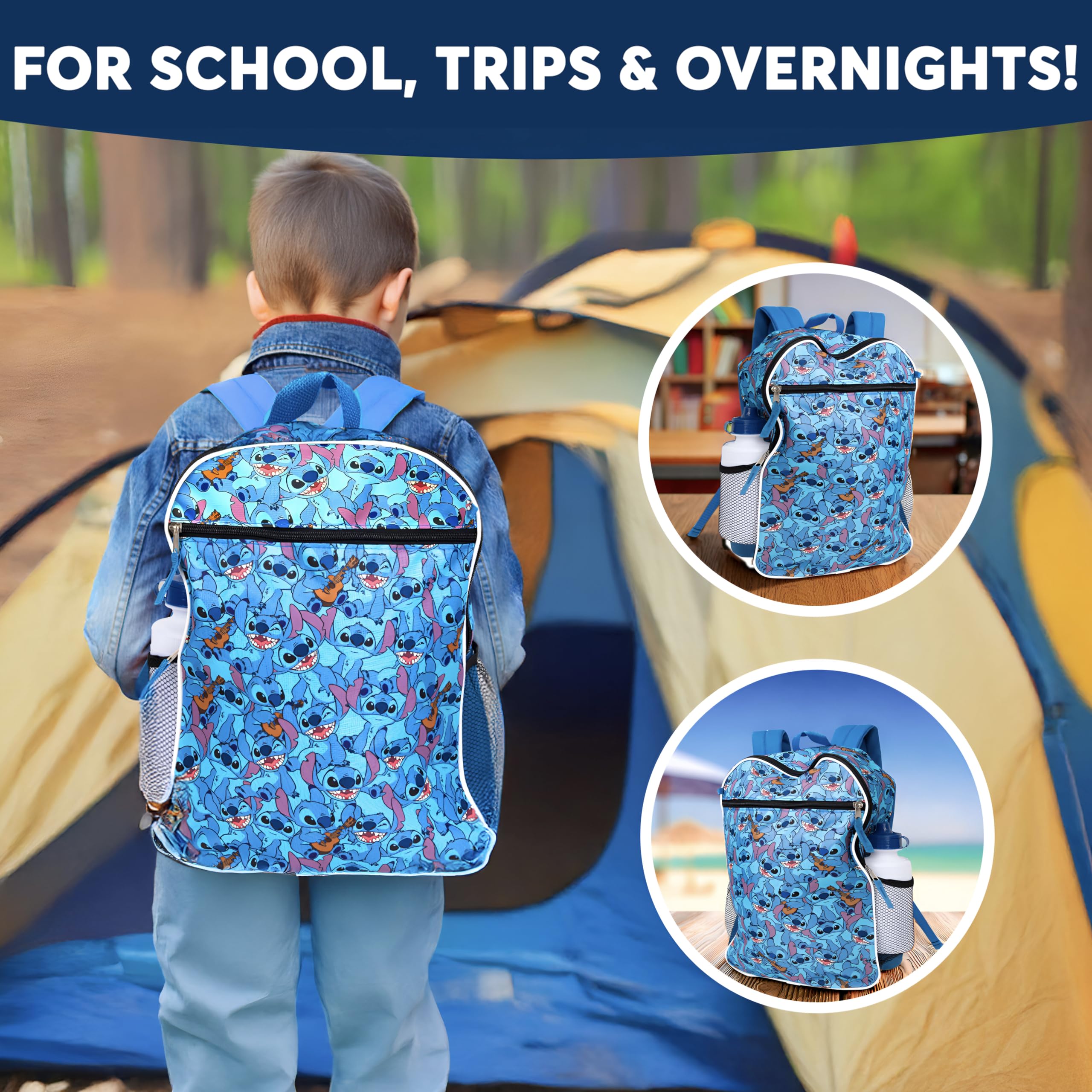 Foto 6 | Mochila Disney Lilo And Stitch Para Niños Escolares De 40 Cm Con Lonchera - Venta Internacional.