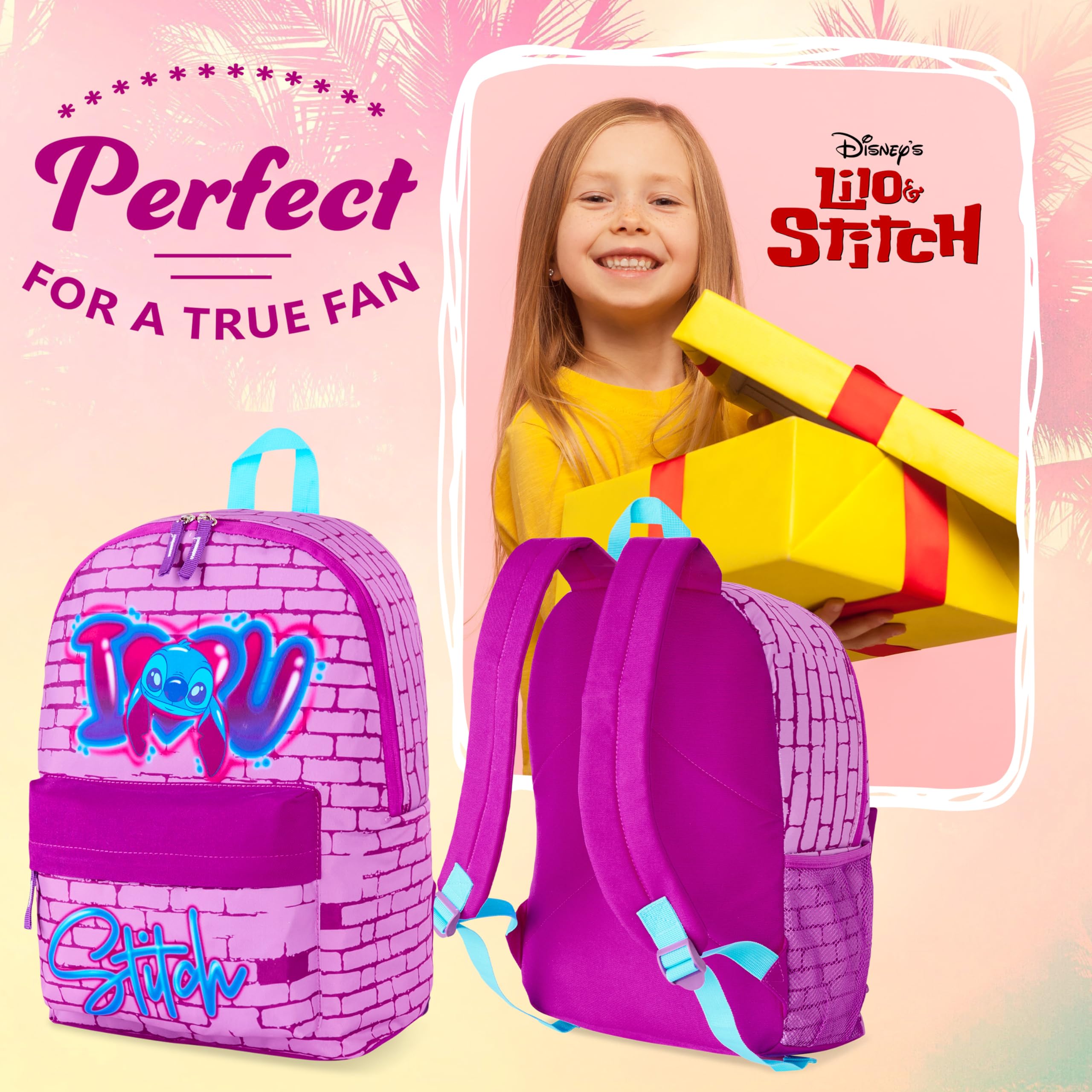 Foto 4 pulgar | Mochila Disney Stitch Para Niñas, Escuela, Color Rosa - Venta Internacional.