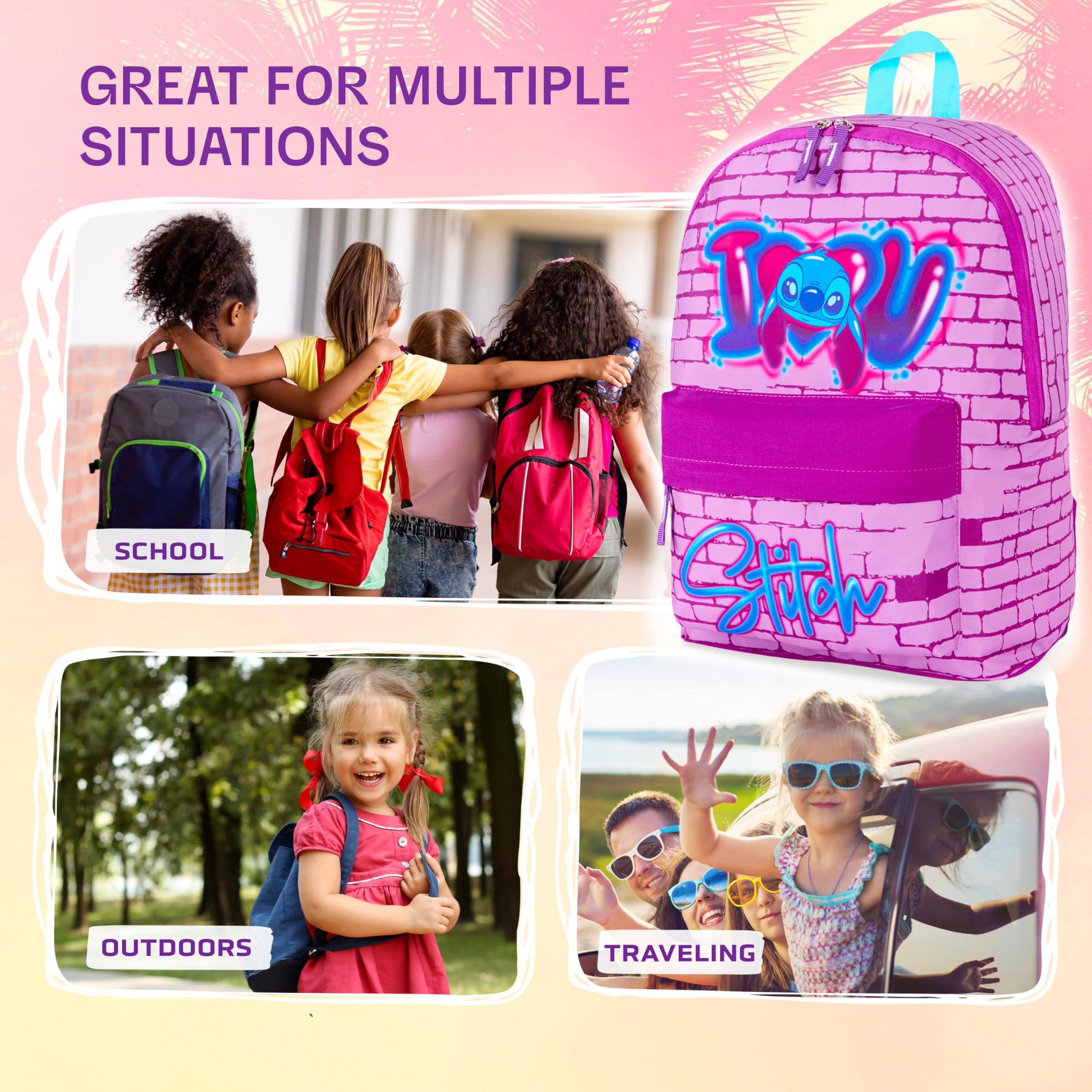 Foto 6 pulgar | Mochila Disney Stitch Para Niñas, Escuela, Color Rosa - Venta Internacional.