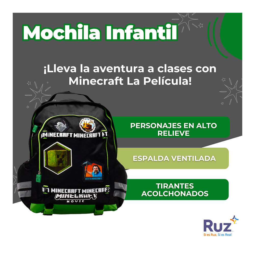 Foto 4 pulgar | Mochila Primaria Infantil Microsoft Minecraft Pelicula 20 L
