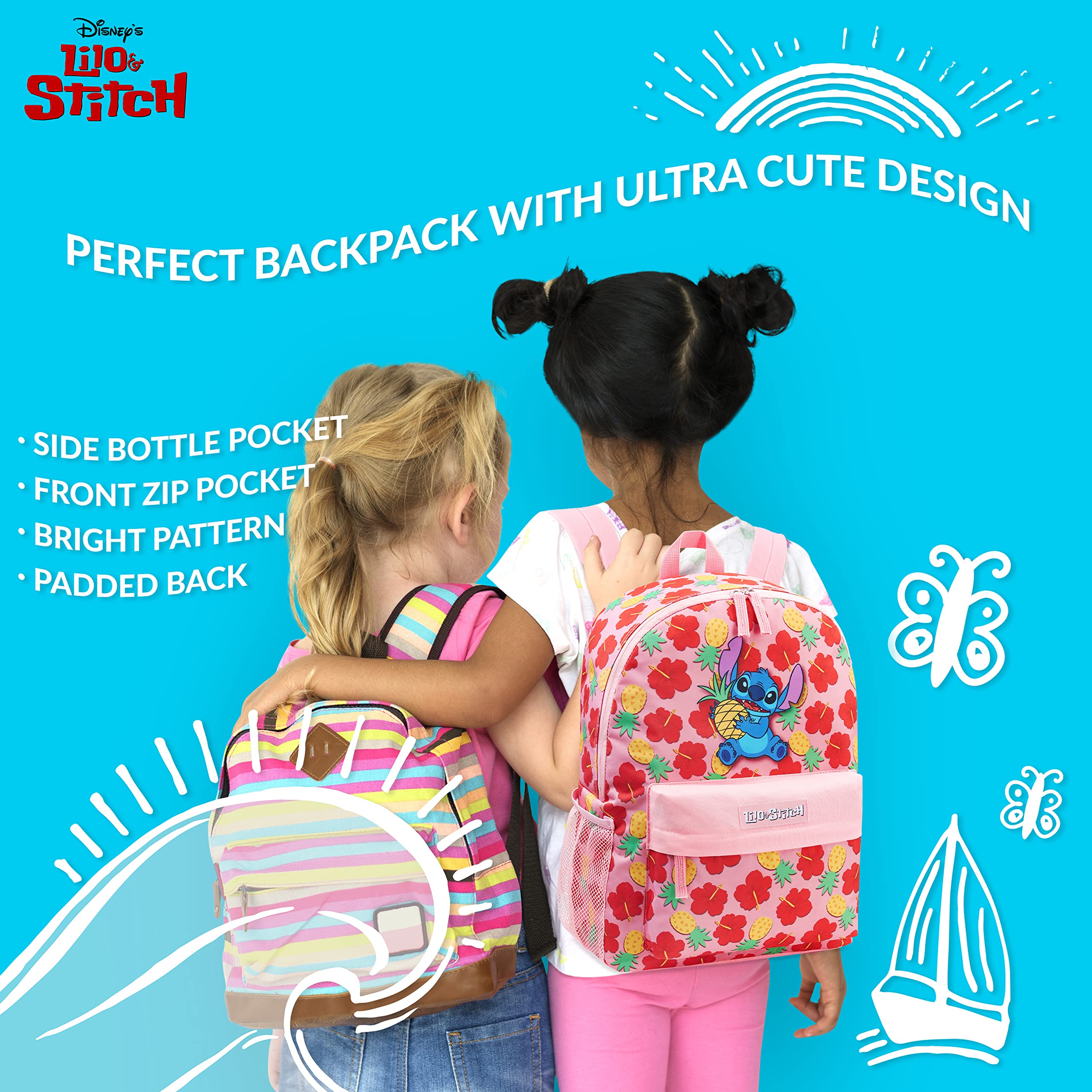 Foto 5 pulgar | Mochila Escolar Disney Stitch Para Niñas Rosa/roja - Venta Internacional.