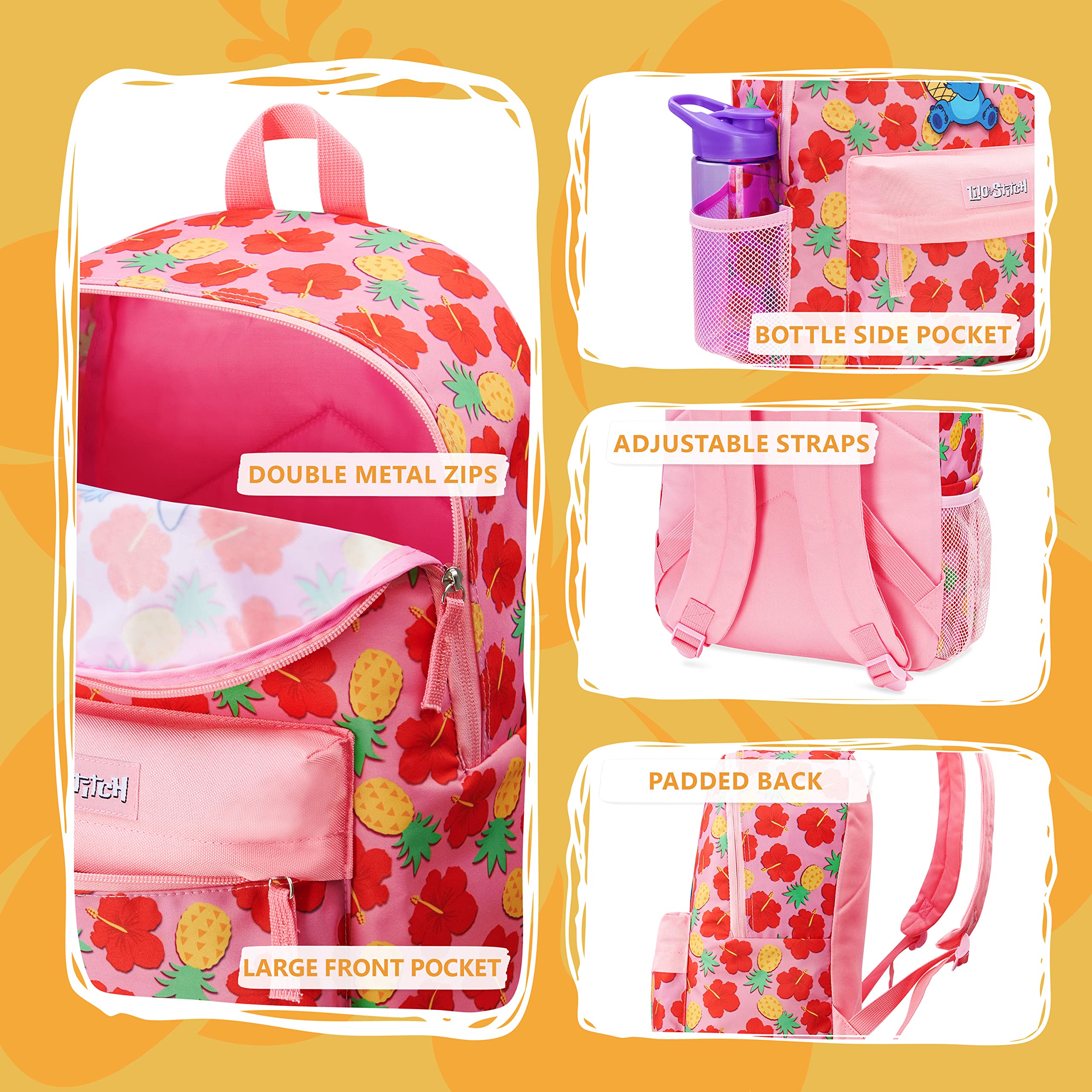 Foto 6 pulgar | Mochila Escolar Disney Stitch Para Niñas Rosa/roja - Venta Internacional.