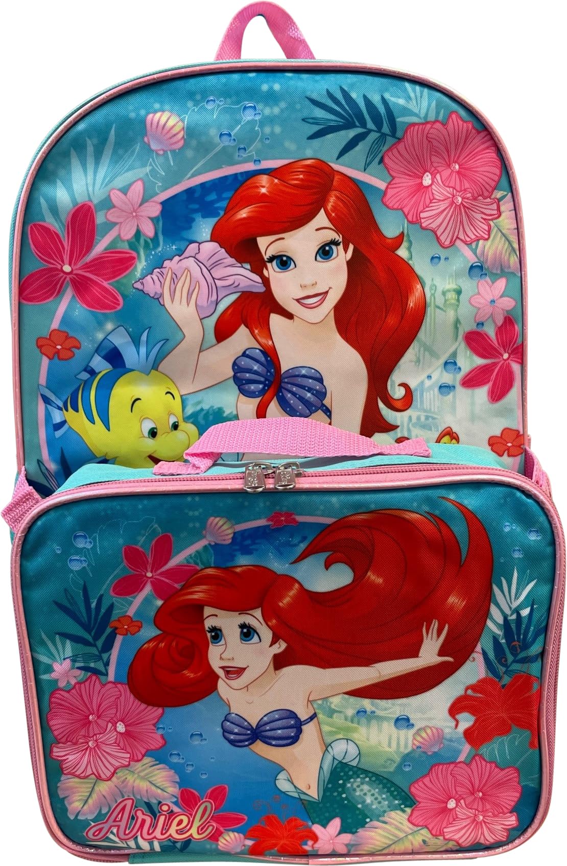 Mochila Ruz Group Little Mermaid Azul-rosa De 40 Cm Con Fiambrera - Venta Internacional.