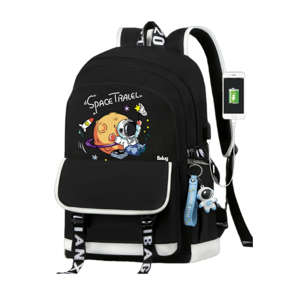 Foto 2 pulgar | Mochila Astronauta Luminosa Belug Brilla Contra Agua Con Lapicera Negro