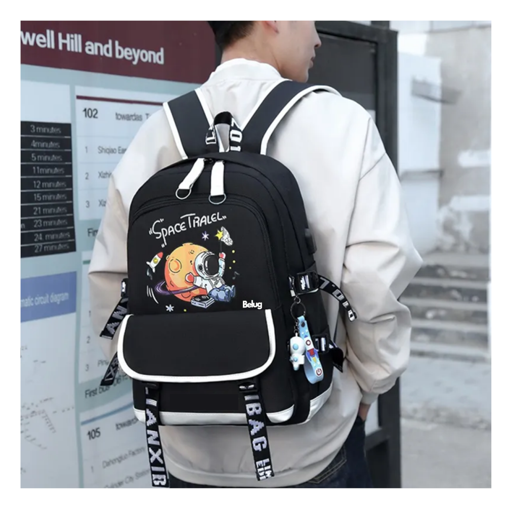 Foto 3 pulgar | Mochila Astronauta Luminosa Belug Brilla Contra Agua Con Lapicera Negro