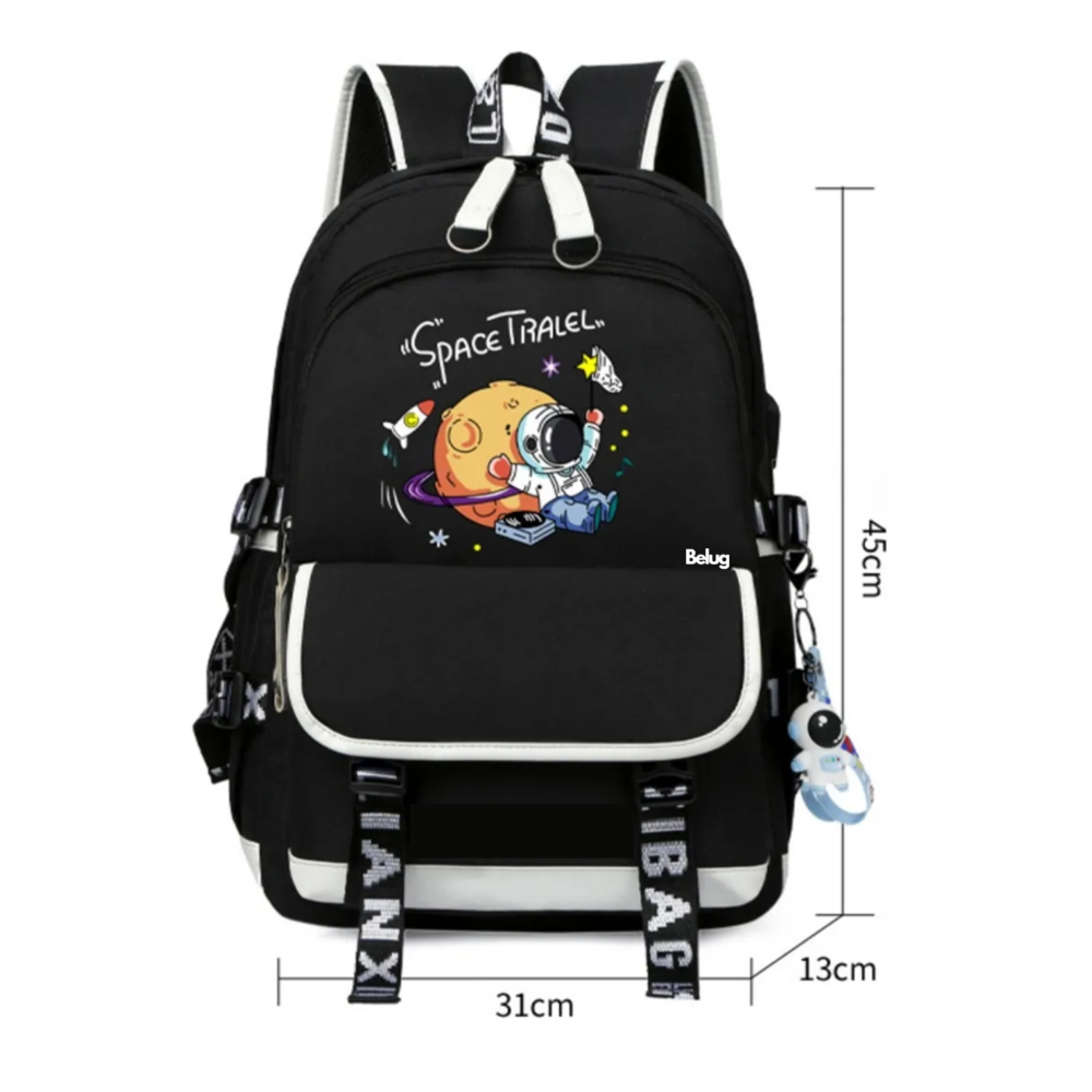 Foto 6 pulgar | Mochila Astronauta Luminosa Belug Brilla Contra Agua Con Lapicera Negro