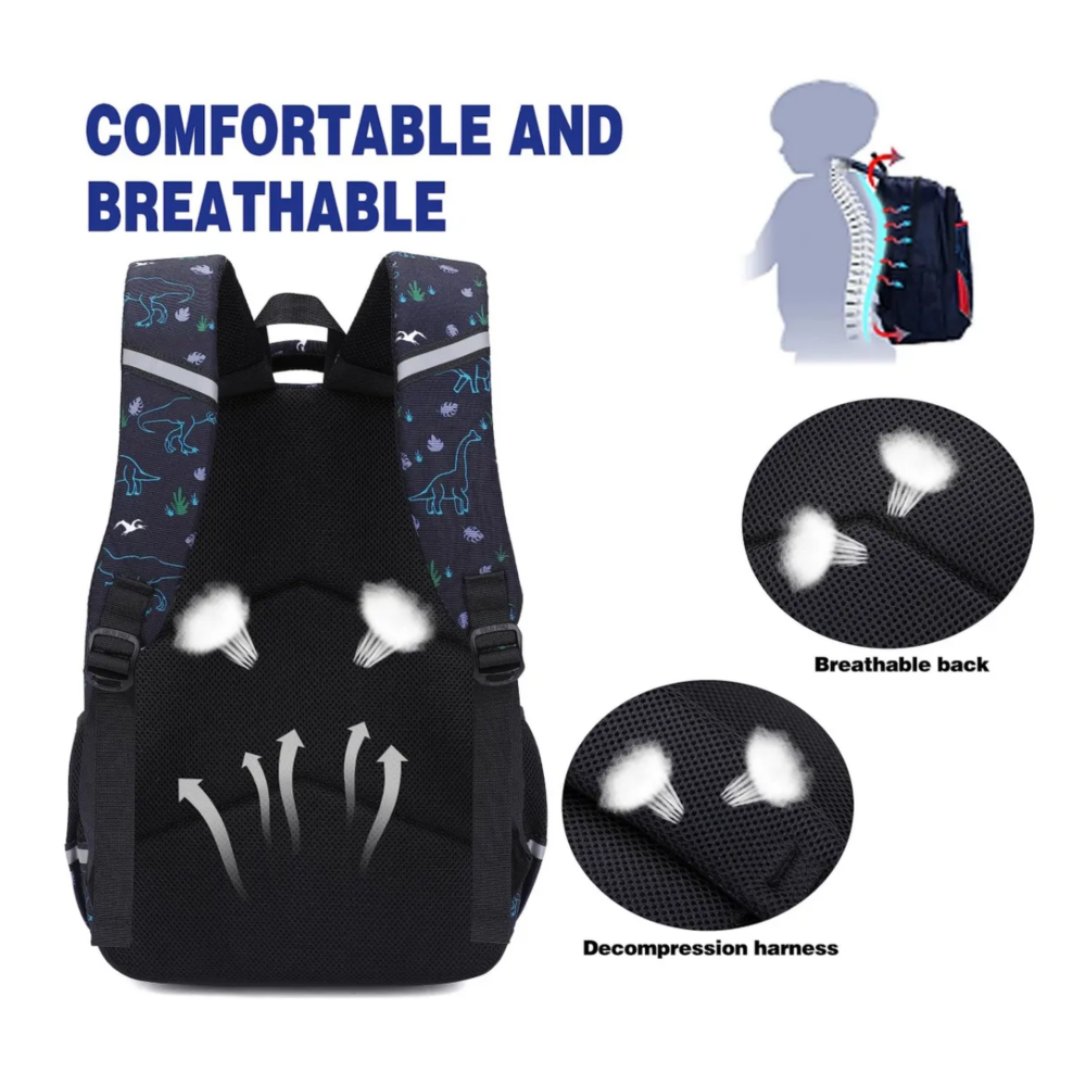 Foto 4 | Mochila Impermeable Con Lonchera Y Lapicera Dinosaurio Lab.g,  Negro