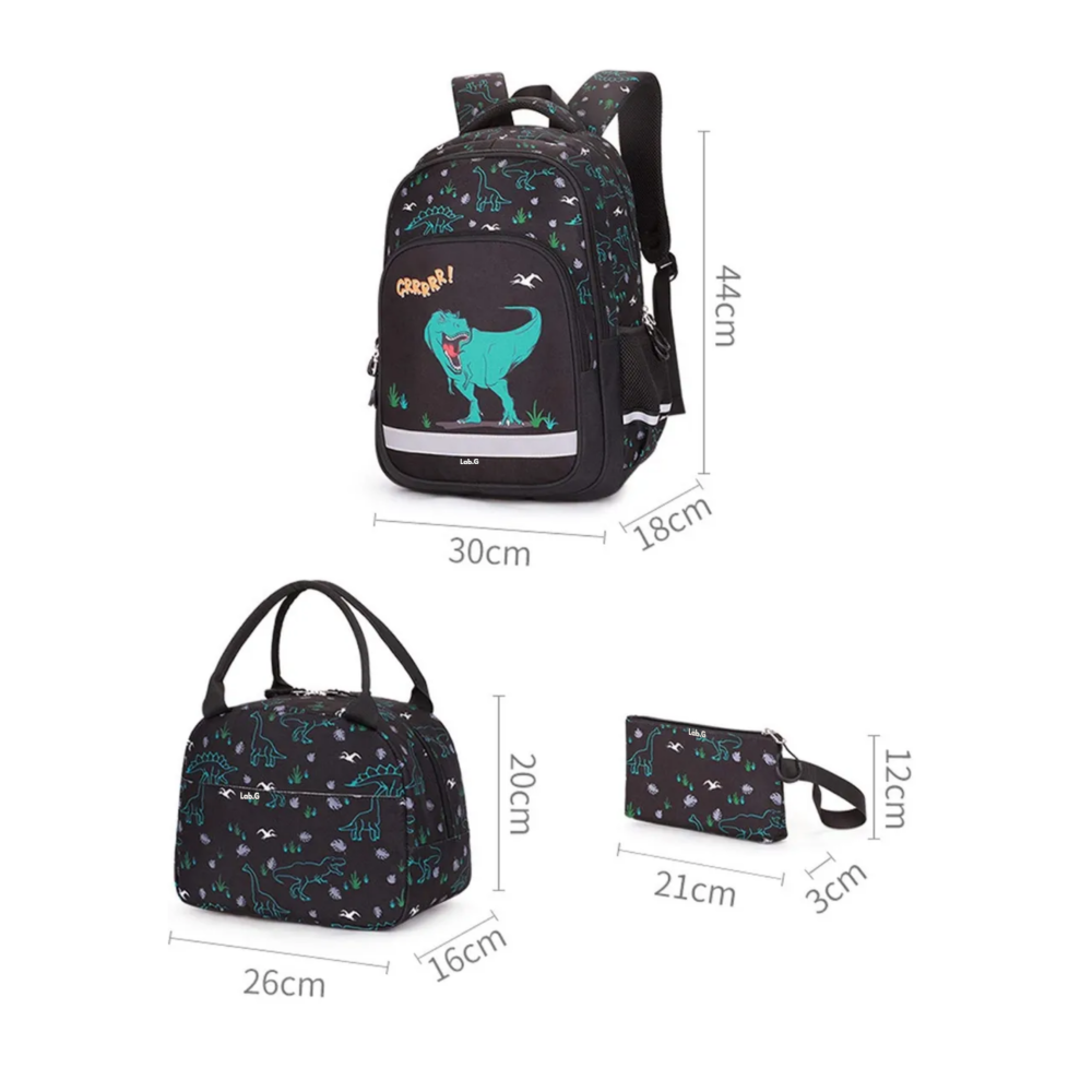 Foto 5 | Mochila Impermeable Con Lonchera Y Lapicera Dinosaurio Lab.g,  Negro