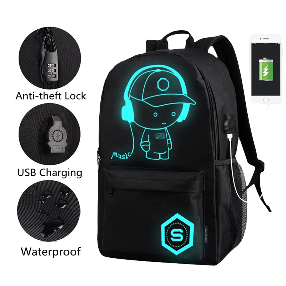 Foto 4 pulgar | Mochila Flymei Anime Cartoon Luminous Con Portátil Usb De 17 Pulgadas - Venta Internacional.