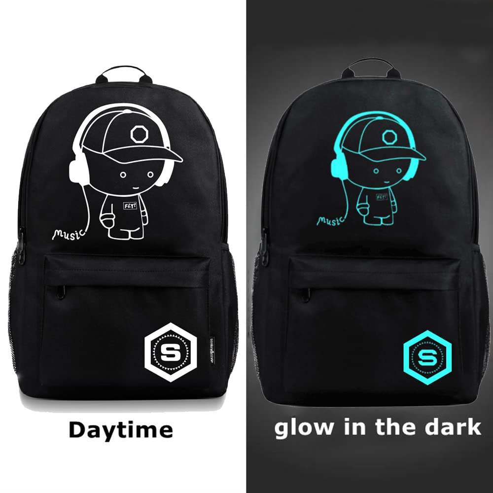 Foto 8 pulgar | Mochila Flymei Anime Cartoon Luminous Con Portátil Usb De 17 Pulgadas - Venta Internacional.