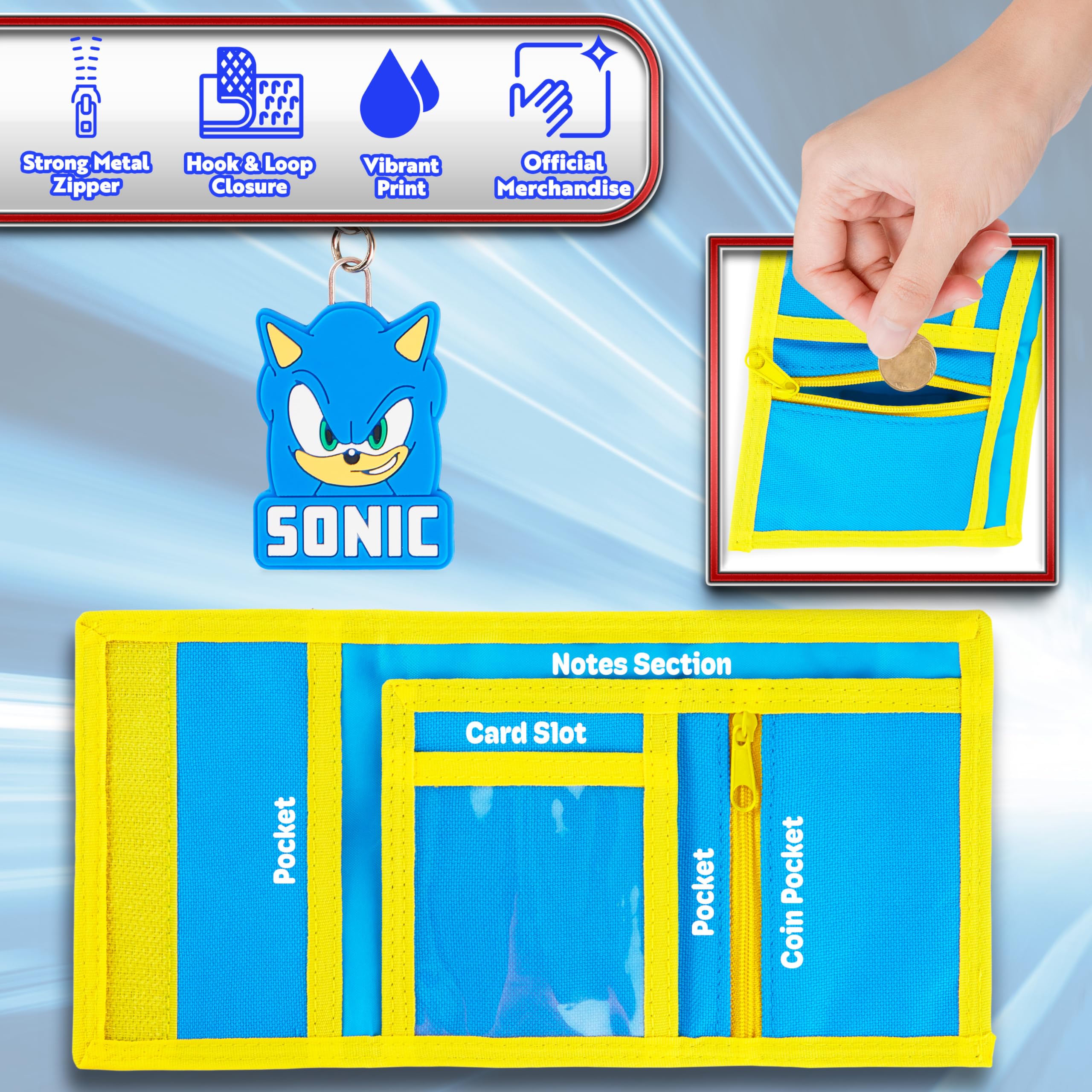 Foto 5 pulgar | Billetera Sonic The Hedgehog Boys Con Llavero Para Niños - Venta Internacional.