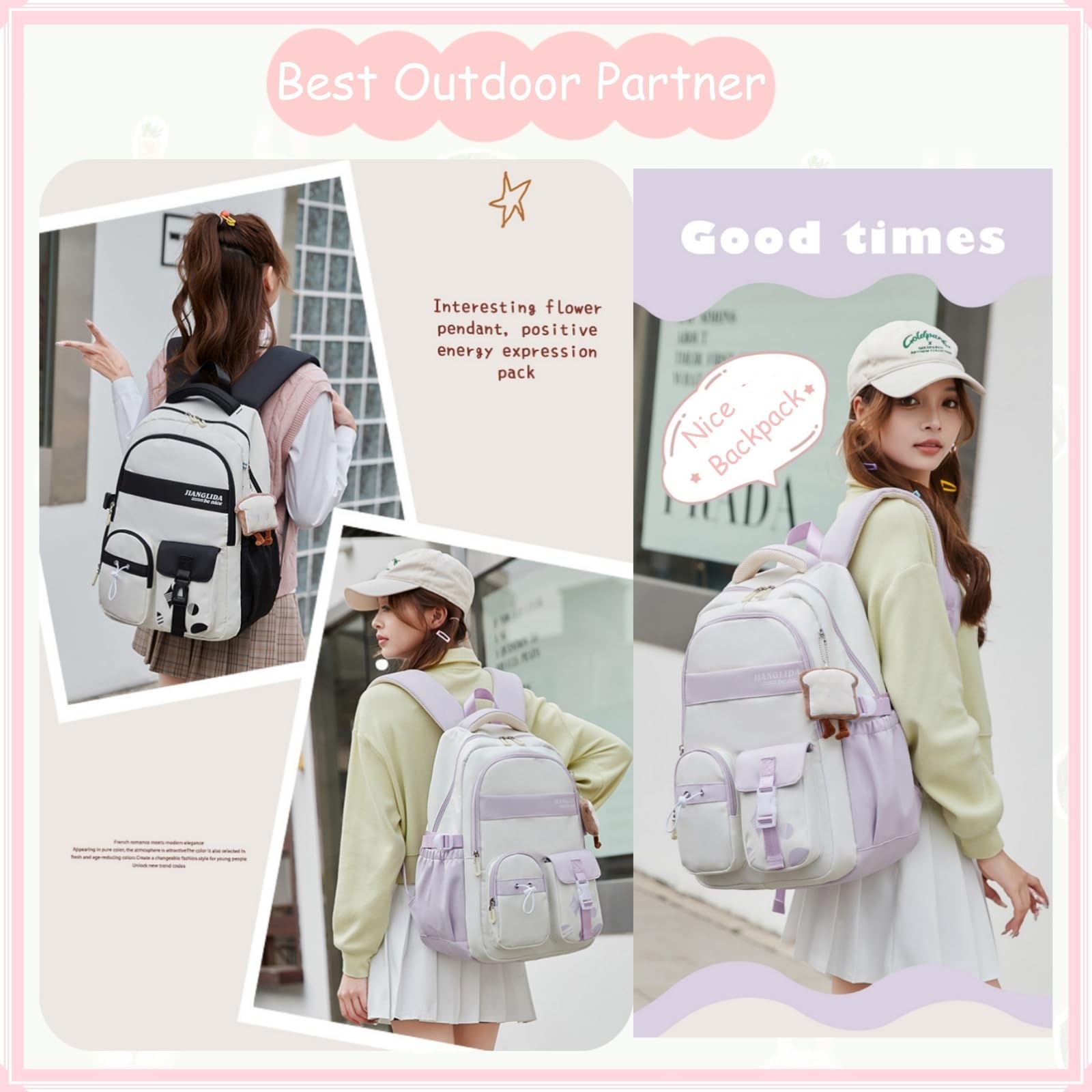 Foto 4 pulgar | Mochila Vidoscla De Nailon Para Niñas Adolescentes Con Bloques De Color De 20 Litros - Venta Internacional.