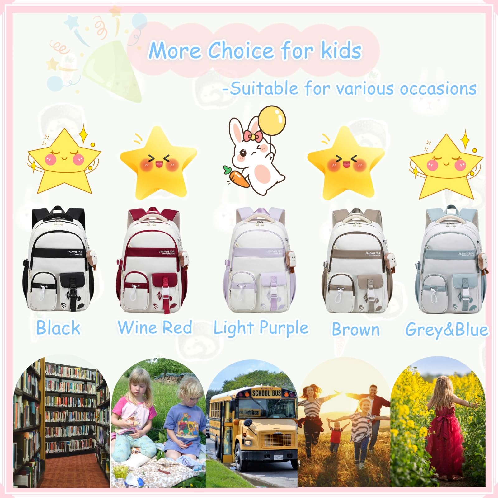 Foto 7 | Mochila Vidoscla De Nailon Para Niñas Adolescentes Con Bloques De Color De 20 Litros - Venta Internacional.