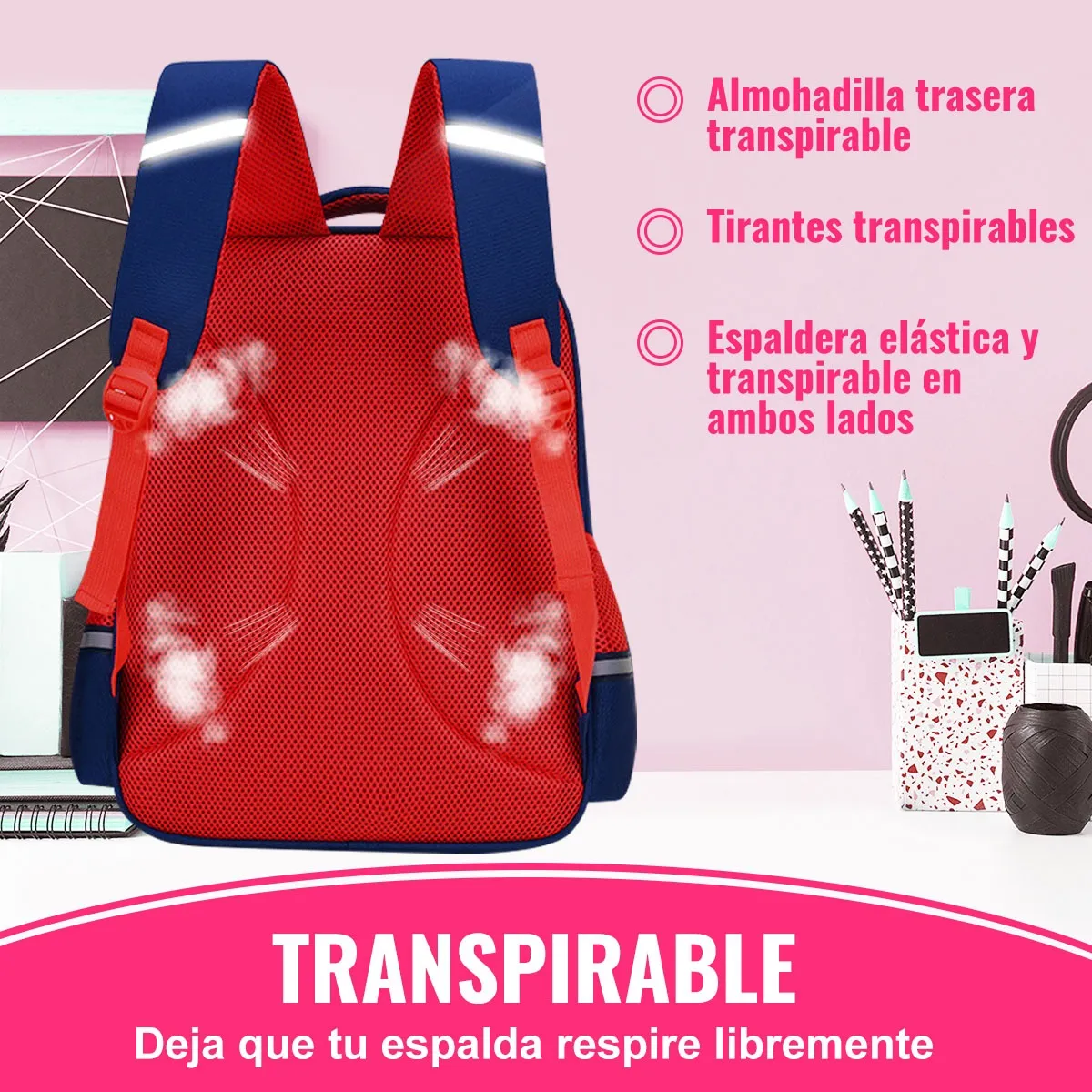 Foto 4 pulgar | Mochila De Escolar Primaria Para Niños Y Niñas Gran Capacidad Impermeable Lab.g Azul