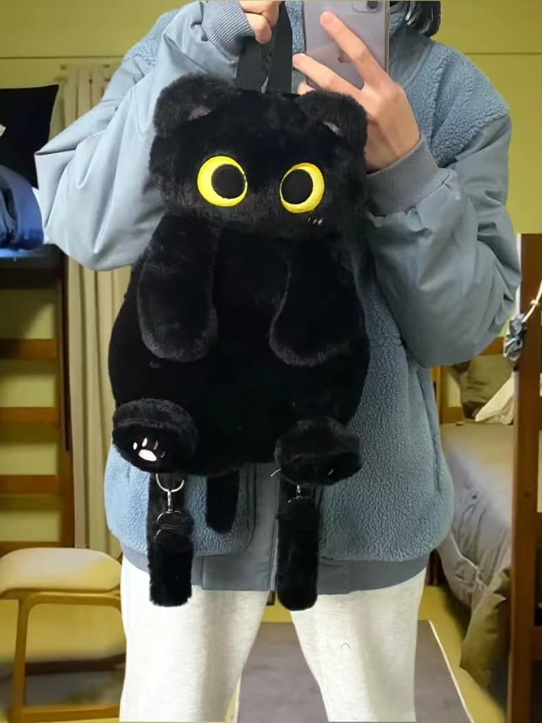 Foto 6 pulgar | Mochila De Felpa Fotn Black Cat Para Niños 30x20 Cm - Venta Internacional.