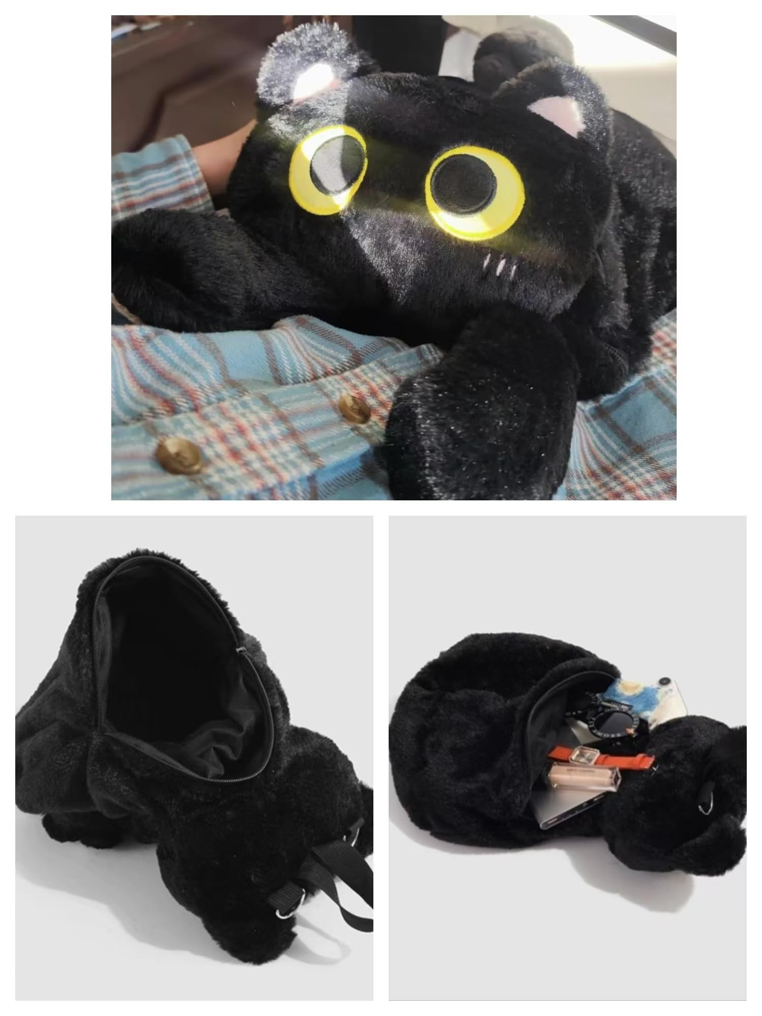 Foto 8 pulgar | Mochila De Felpa Fotn Black Cat Para Niños 30x20 Cm - Venta Internacional.