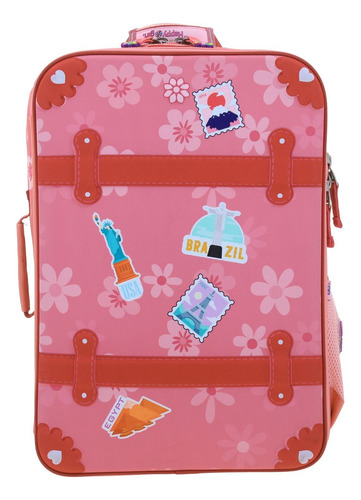 Foto 3 pulgar | Mochila Happy Girl Brazil Paris Egypt Estampado 3d Con Porta Tablet Rosa Primaria Hg66459 Chenson