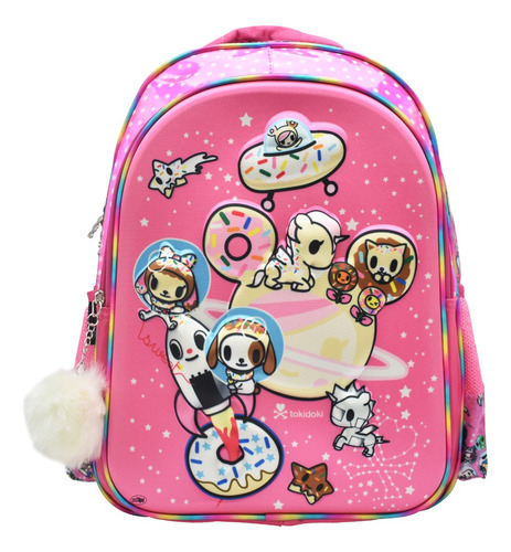 Mochila Sweet Donas Y Mascotas Espaciales 3d Estampado Rosa Primaria Tokidoki