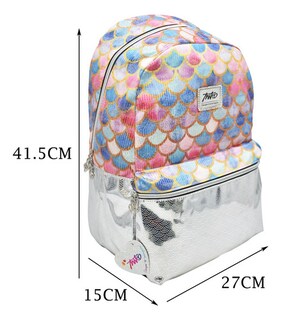 Foto 2 | Mochila Escamas De Sirena Gris Lisa Primaria Negra Miko Club