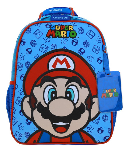 Mochila Super Mario Sonriente Estampado Relieve Azul Kinder Mb6613 Chenson