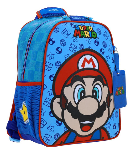 Foto 4 pulgar | Mochila Super Mario Sonriente Estampado Relieve Azul Kinder Mb6613 Chenson