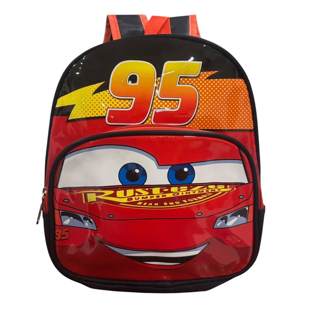 Mochila Mini Infantil Cars Color Negro Con Rojo