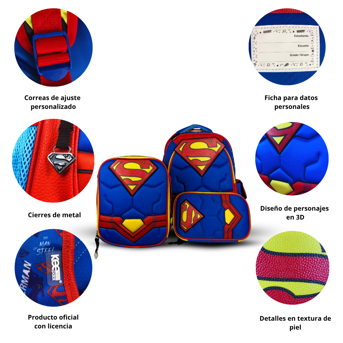 Foto 3 pulgar | Combo Mochila, Lonchera Y Lapicera Superman