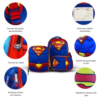 Foto 2 | Combo Mochila, Lonchera Y Lapicera Superman