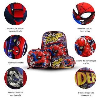 Foto 2 | Combo Mochila, Lonchera Y Lapicera Spiderman Luz Interactiva