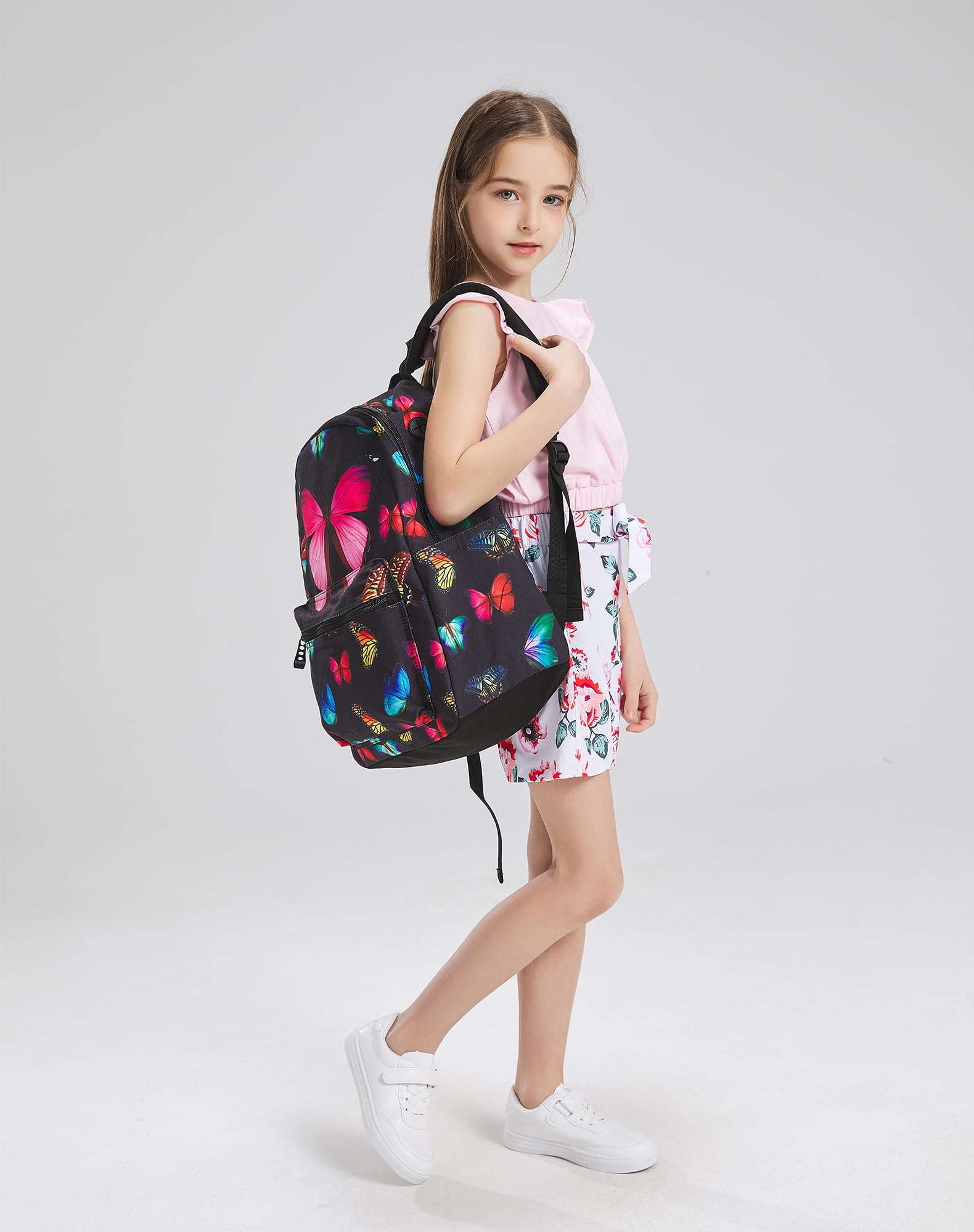 Foto 5 pulgar | Mochila Escolar Jeremysport Con Diseño De Mariposas De 15.5 Pulgadas - Venta Internacional.