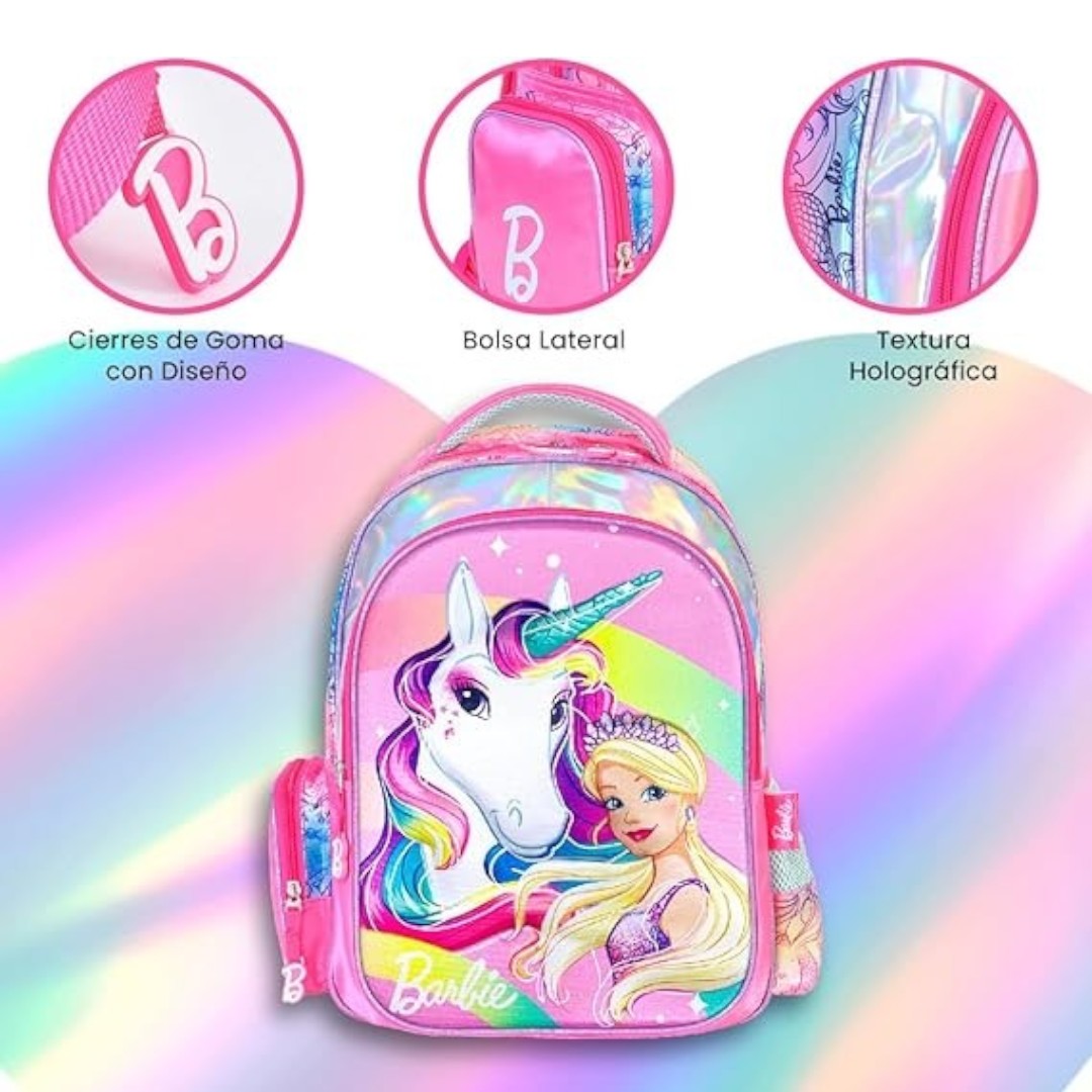Foto 6 pulgar | Mochila Escolar Barbie Unicornio Yadatex Porta Laptop Brb014-bp141a